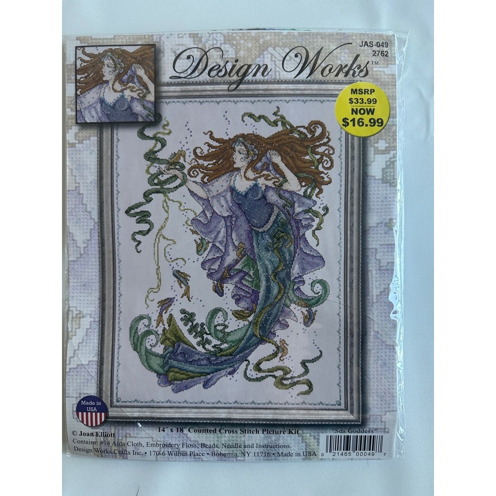Design Works Sea Goddess Counted Cross Stitch Kit Joan Elliott 2762 14x18